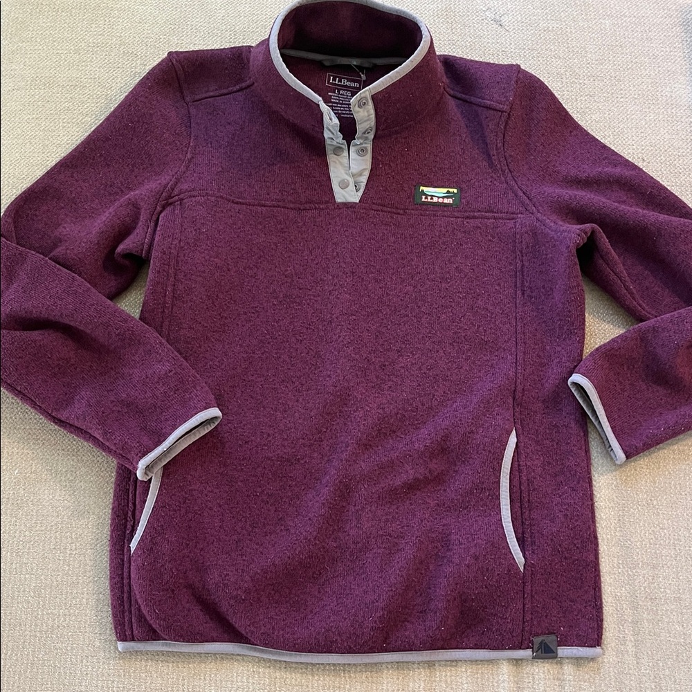 L.L.Bean Woman’s Pullover Sweater Fleece 1/4 Snap Button Size L
